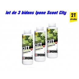 Lot 3 Bidons Huile moteur 2 T Ipone Scoot City Fraise