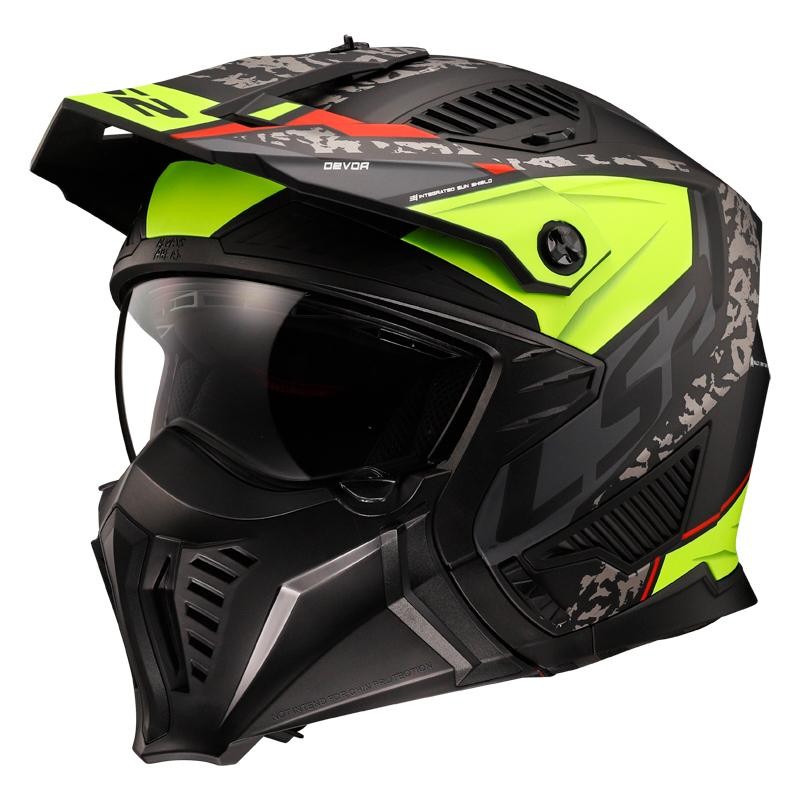 CASQUE LS2 OF606 DRIFTER DEVOR MATT BLACK H-V YELLOW